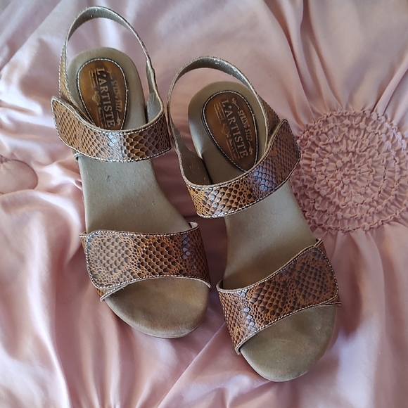 Spring Step L'Artiste Brown Snake Platform Sandals Size 9 EUC - Picture 3 of 7